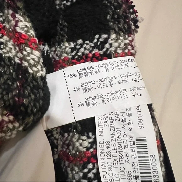 Zara Black/Red Tweed/Textured Moto Jacket - Picture 8 of 12